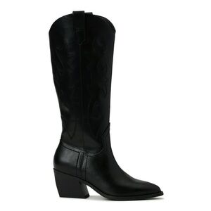 Madden NYC Women's Embroidered Tall Western Boots Stacked Block Heel Size 6 NWT